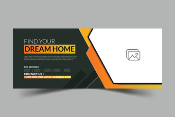 Real estate home sale and corporate social media facebook cover banner template design
