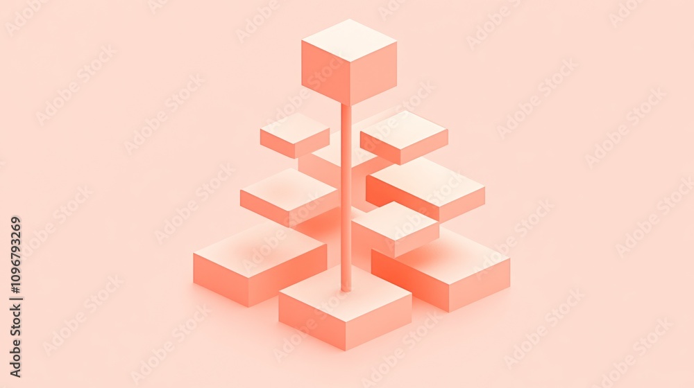 Poster Abstract geometric shapes arranged in a minimalist design with a soft color palette.