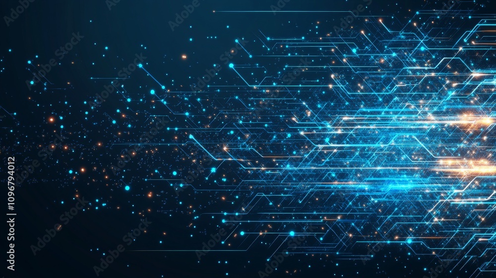 Aufkleber abstract technology background with glowing lines and particles. perfect for digital, data, and inno