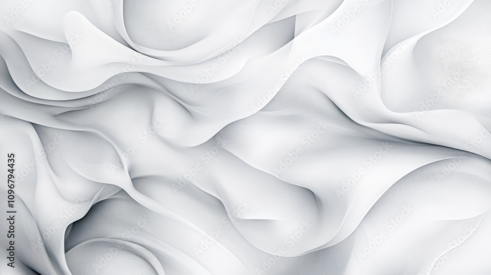 Poster abstract texture of soft, flowing white fabric creating gentle waves and folds. perfect for backgrou
