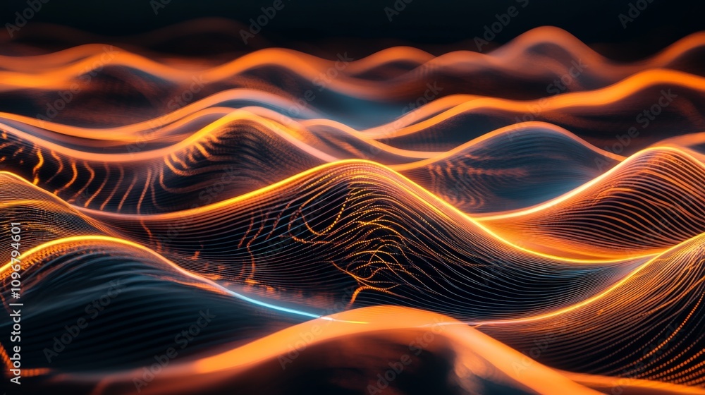 Poster abstract waves of vibrant light create a mesmerizing visual effect, symbolizing energy and innovatio