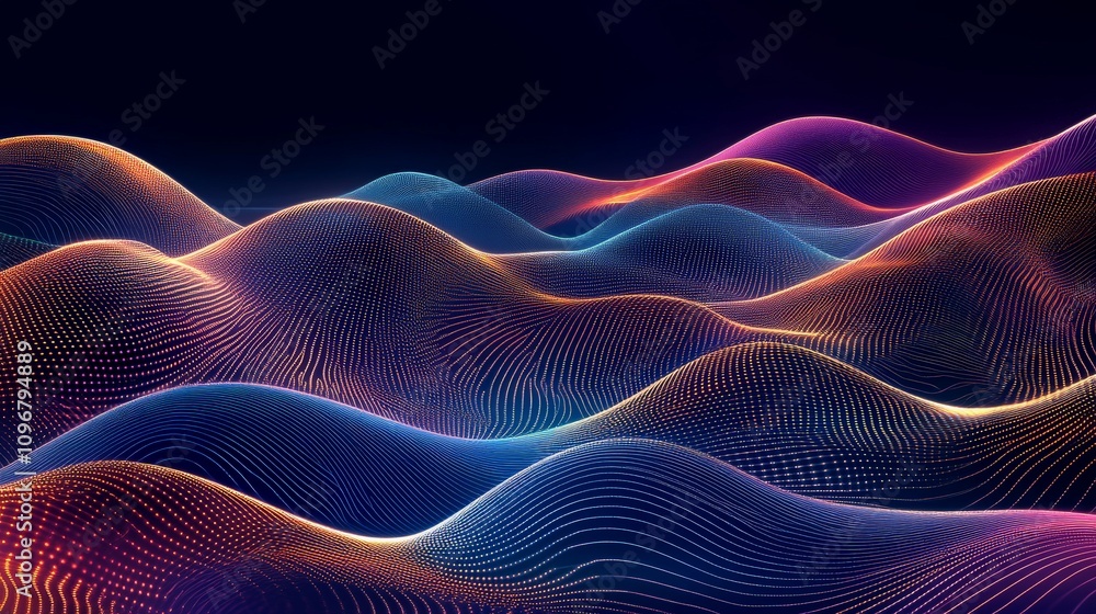 Poster abstract wavy patterns of vibrant colors create a dynamic visual experience, perfect for backgrounds