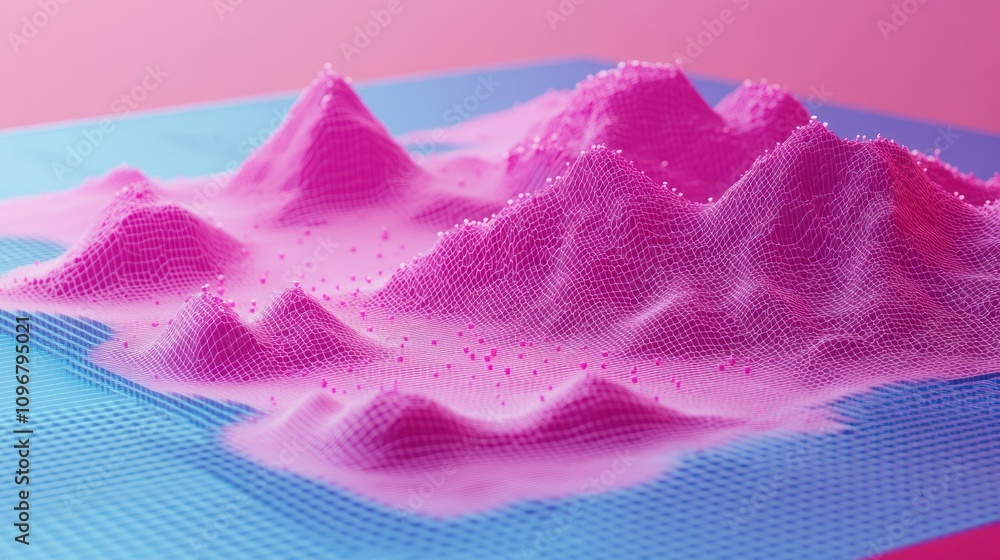 Aufkleber abstract representation of mountains in vibrant pink hues on a textured surface.