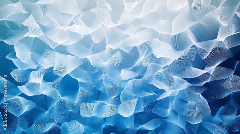 Poster an abstract design featuring soft blue tones and translucent shapes, creating a calming visual effec