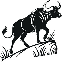 Ox, African Ox silhouette vector art illustration 
