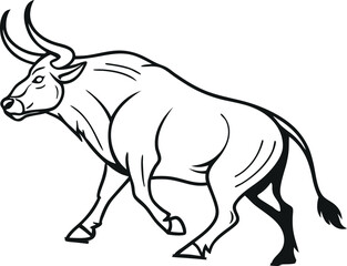 Ox, African Ox silhouette vector art illustration 
