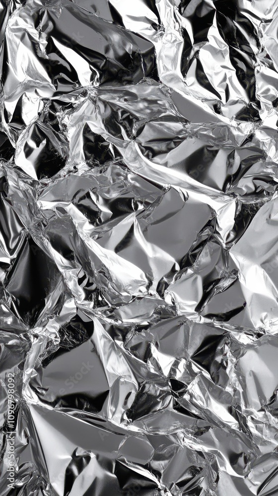 Poster Textured metallic foil background with shiny, reflective surfaces creating an eye-catching pattern.