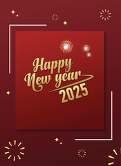 Happy New year 2025 firework vector poster