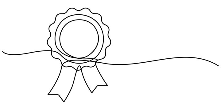 recommend clip art: Award badge continuous one line drawing. Isolated on white background vector illustration. Pro vector, Continuous one line shape award isolated vector illustration. Award Ribbon Continuous Line Icon 