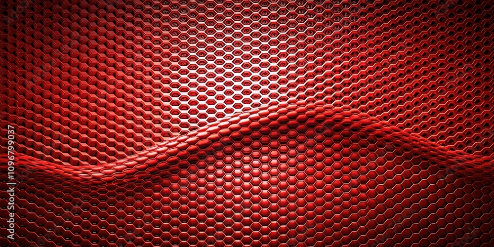 Aufkleber A wave of red hexagonal cells flowing across a repeating pattern of honeycomb shapes