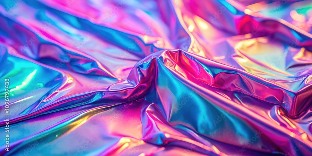 Aufkleber a closeup of shimmering holographic fabric with abstract patterns and vibrant color shifts