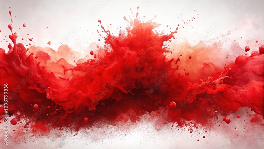 Aufkleber abstract red paint explosion in motion, creating a dynamic and textured visual landscape.