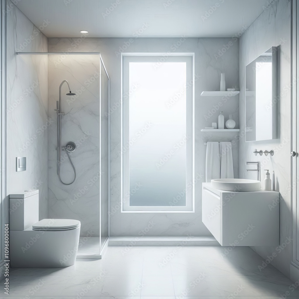 Poster clean lines a simple rectangular bathroom with a white sink toil