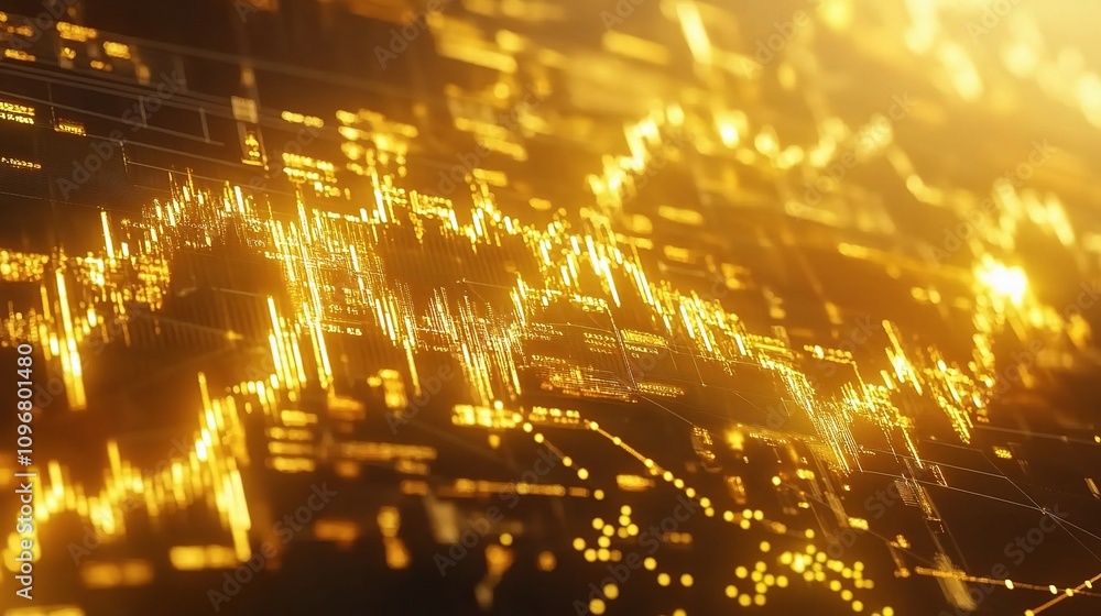 Poster abstract gold trading chart with intricate data visualization for stock analysis and investment insi