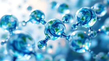 3d molecules of water concept background