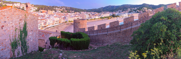 Panoramic view of Tossa de Mar from the fortress hill, Spain