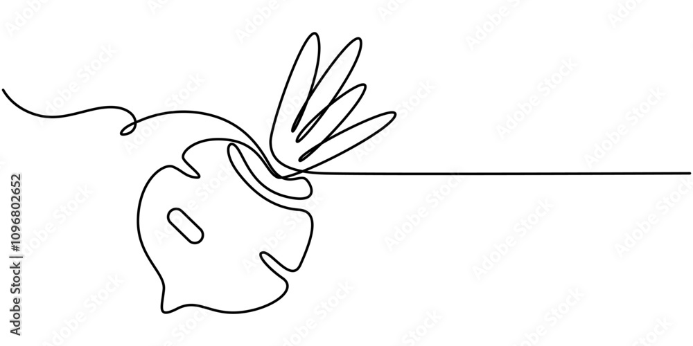 Aufkleber vector continuous one single line drawing icon of beetroot with leaf in silhouette on a white backgr