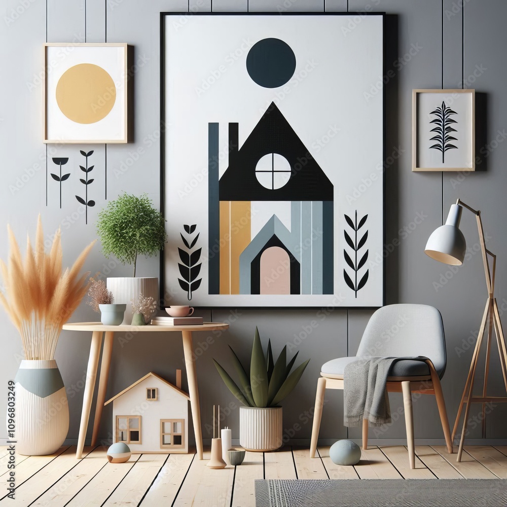 Poster minimalist scandinavian with a pop of color