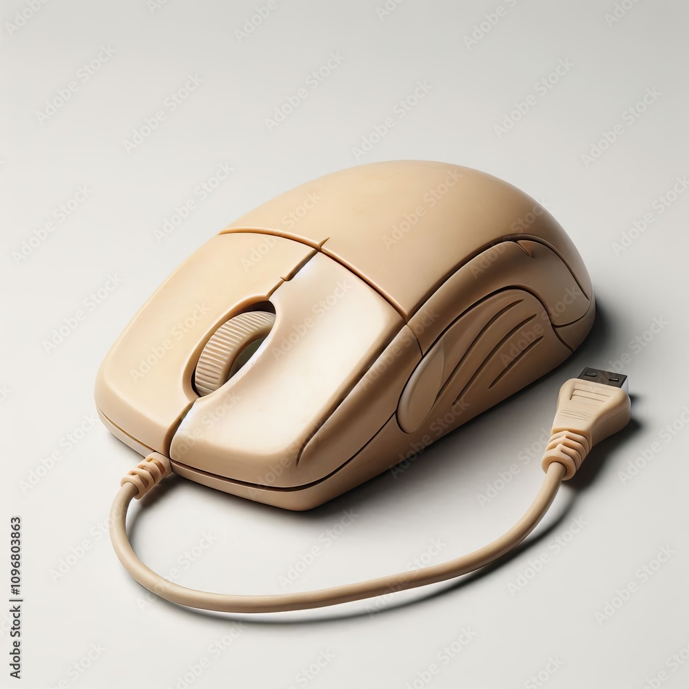 Poster old computer mouse a beige computer mouse with a chunky design a