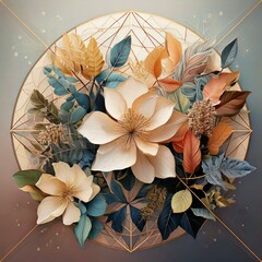 Soft Geometric Floral Accents
