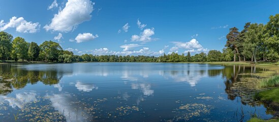 Fototapeta premium Serene Lake Reflecting a Summer Sky