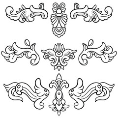 set of hand drawn ornament collection element