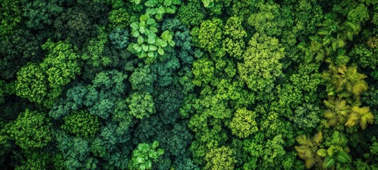 Aerial View of Lush Green Forest Canopy: A Symphony of Nature's Greenery