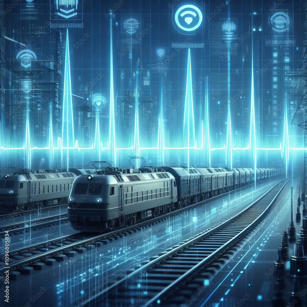 Poster pulse train show a series of pulses representing digital data