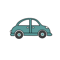 Car icon. Outline linear silhouette. Side view. Editable strokes. Vector simple flat graphic illustration. Isolated object on white background.
