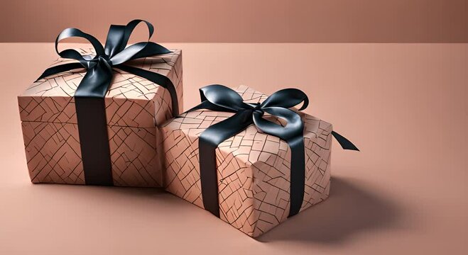 A gift box tied with a rope on the table 4K