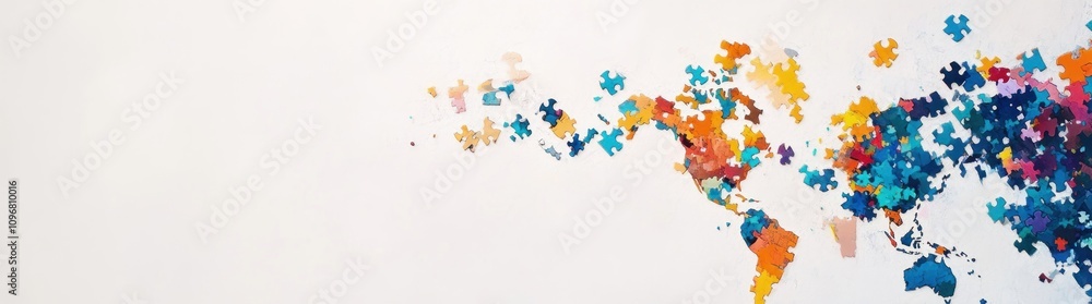 Aufkleber a colorful puzzle piece map illustrating a global theme.