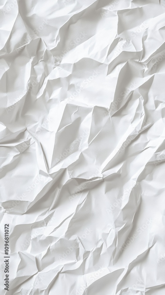 Poster a close-up of crumpled white paper, creating a textured and abstract background.