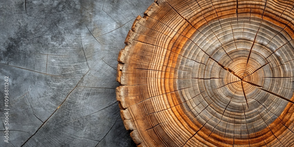 Poster close-up of a weathered tree trunk, revealing intricate rings and cracks that tell a story of time a
