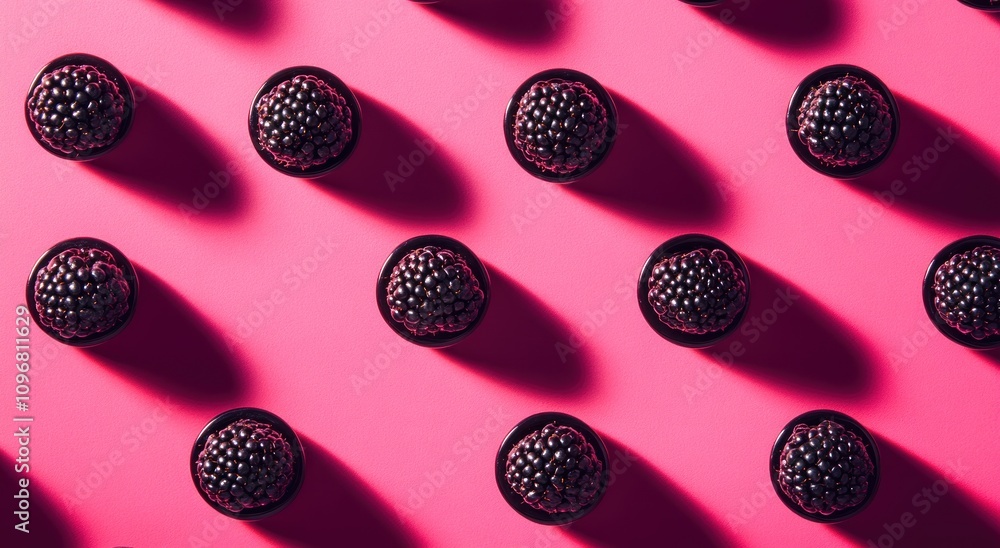 Poster a vibrant arrangement of dark chocolates on a pink background, creating a visually appealing display