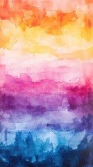 A vibrant watercolor abstract painting showcasing a gradient of warm to cool colors, evoking calm and creativity.