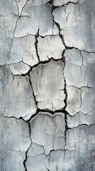Obraz premium Cracked concrete wall displaying weathered textures and a stark, industrial aesthetic.