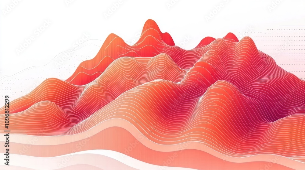 Poster Abstract waveforms in red and orange, representing data or sound visualization.