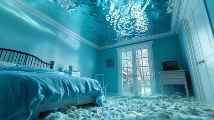 A 3D hologram of a vacation rental, showing ocean views, room interiors, and nearby attractions.