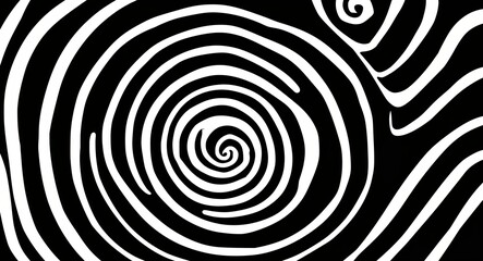 Obraz premium White Spiral pattern hand drawn design on Black background illustration