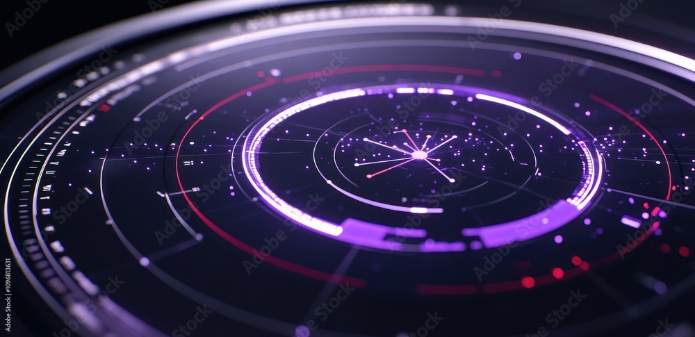 Aufkleber Abstract digital visualization with circular patterns and glowing elements, suggesting data analysis.