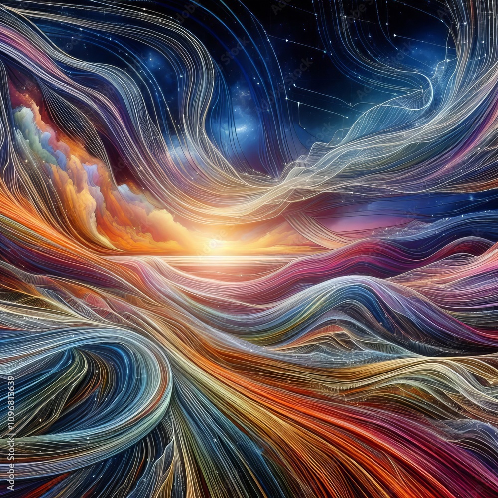 Poster threads of existence intricate lines representing the threads of