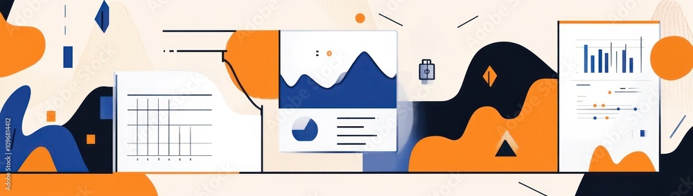 Poster Abstract graphic featuring data visualizations and charts for business presentations.