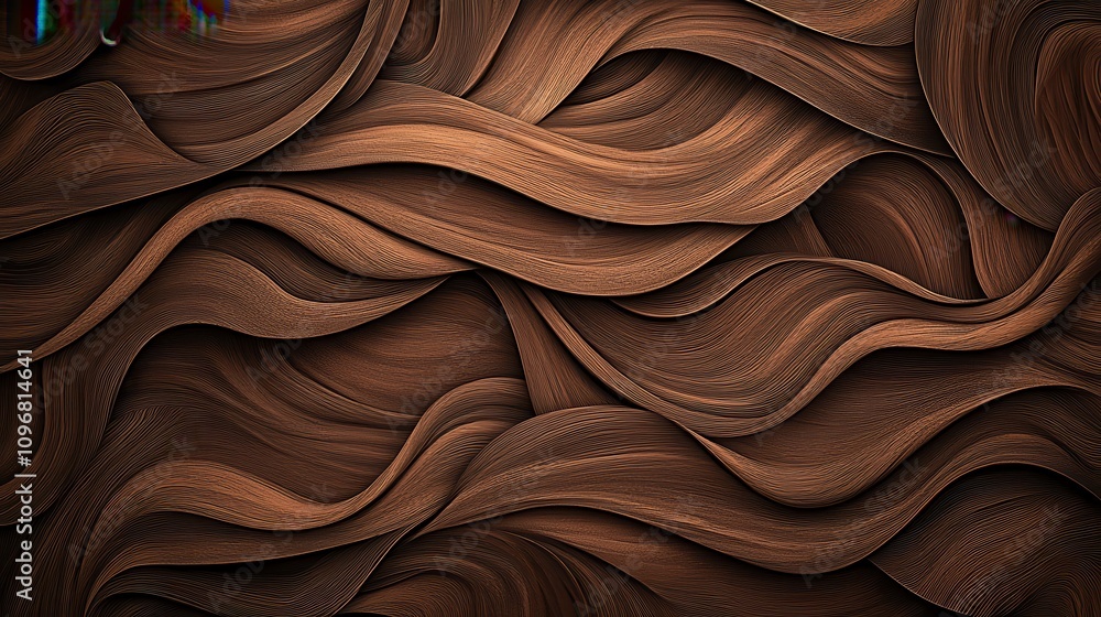 Poster a textured, wavy wooden surface with rich brown tones, creating a visually appealing and organic pat
