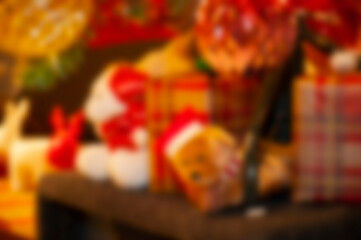 Defocused abstraction. Blur Xmas backdrop. Abstract unfocus background with Christmas mood....
