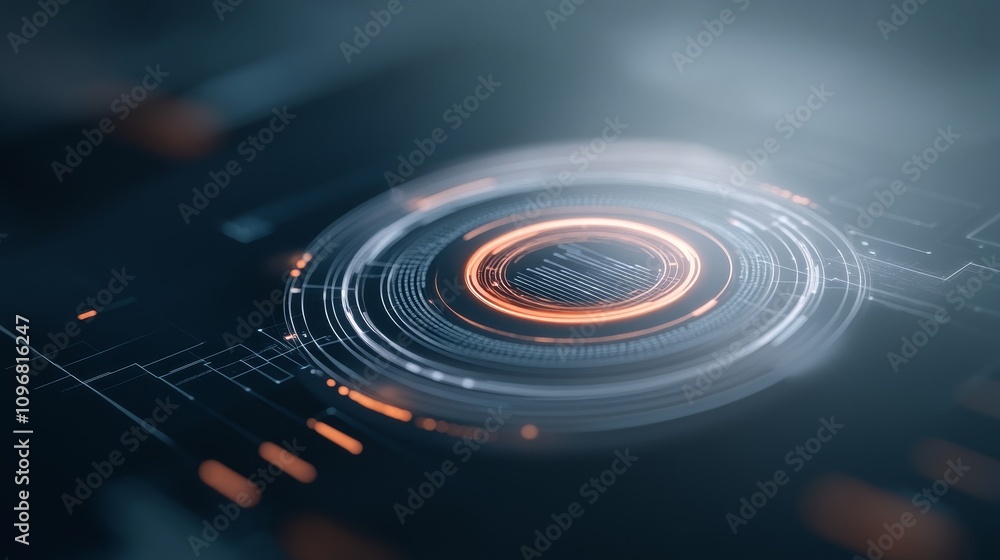 Poster a computer screen with a glowing circle in the center