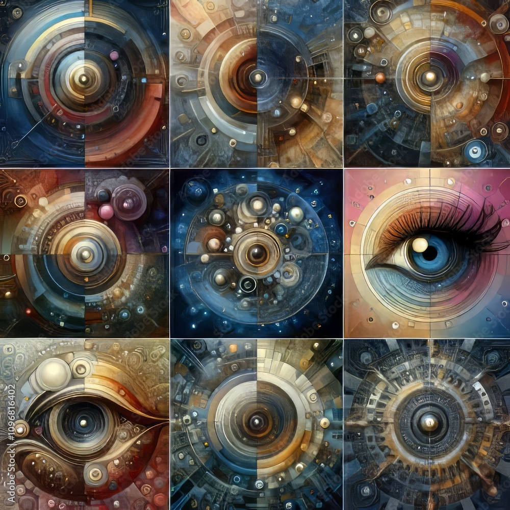 Poster variants of abstract and conceptual images with detailed s