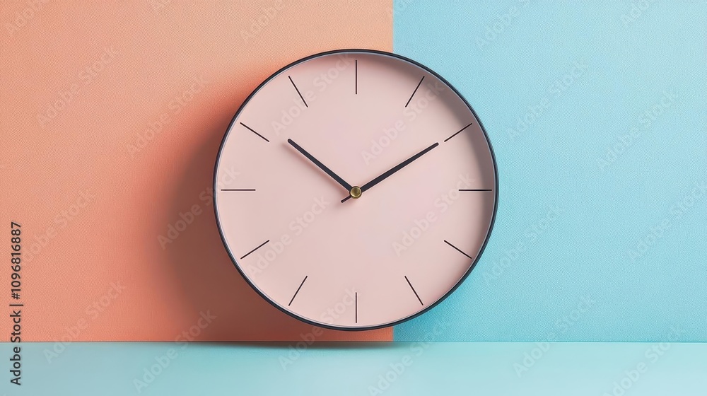 Poster minimalist clock design front view combining modern aesthetics and functionality technology tone tet