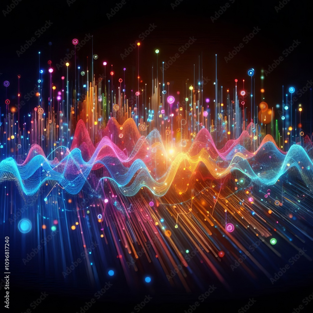 Poster visible audio waveforms in color
