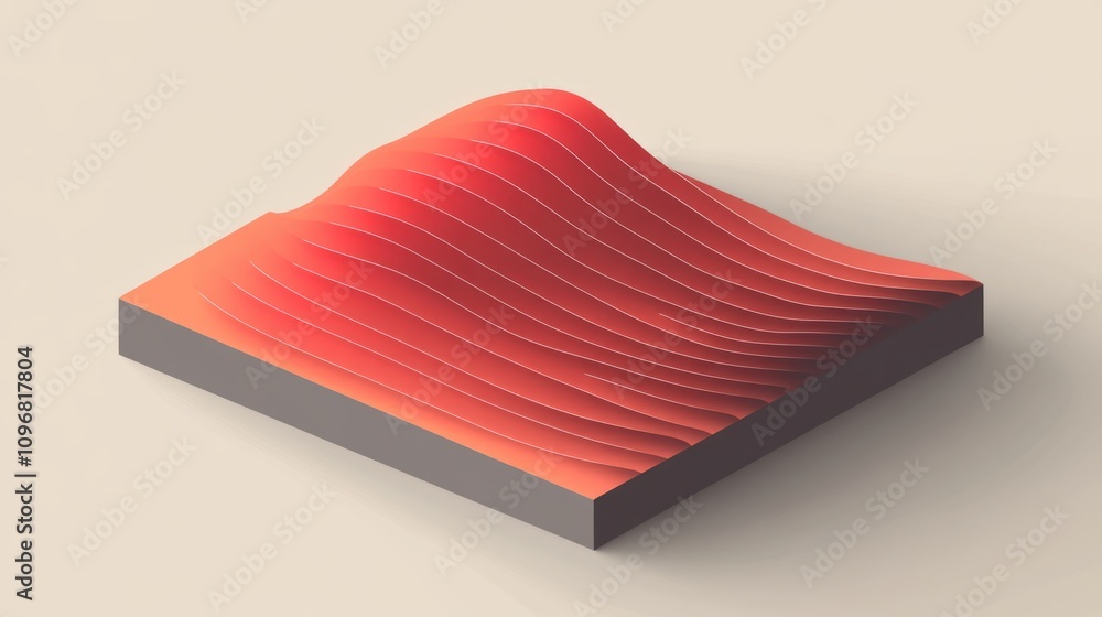 Aufkleber abstract wavy surface with red tones on a gray base, showcasing a modern design aesthetic.