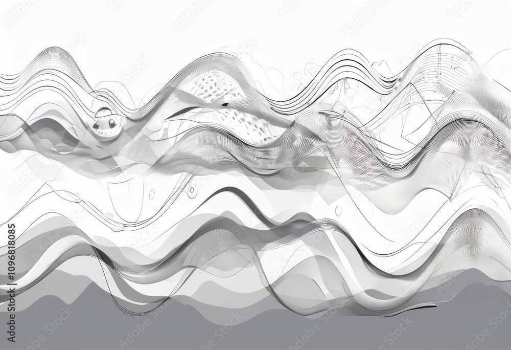 Aufkleber waves of thought a series of overlapping lines and shapes symbol